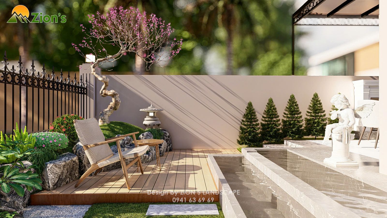 Thiết kế sân vườn nhật bản tại vinhomes green villas